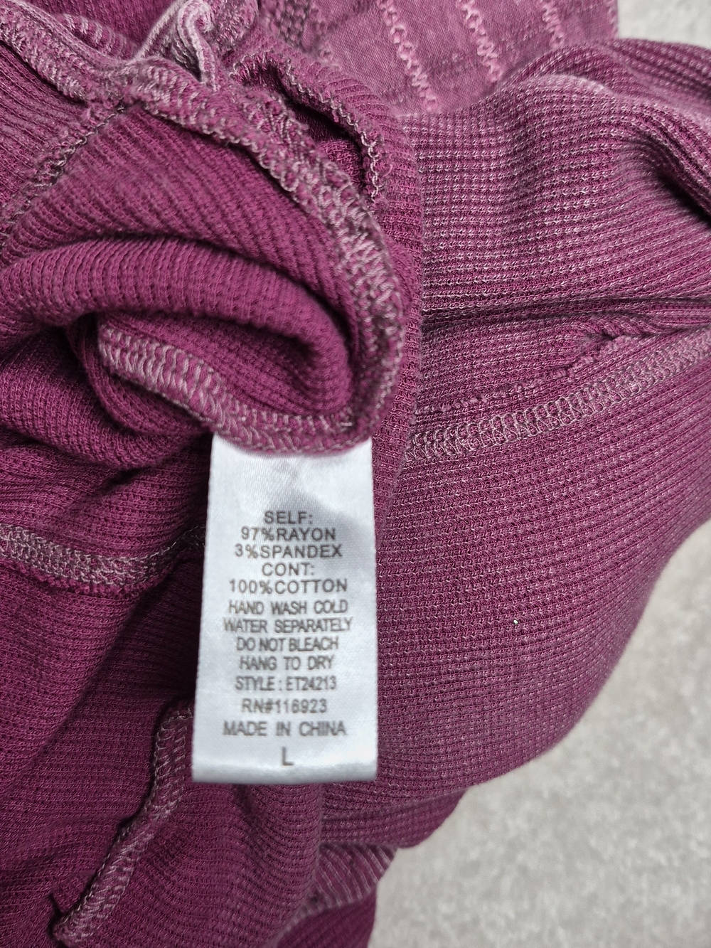 Washed Plum Ribbed Yoke Pullover Sweatshirt - Picture 4 of 5